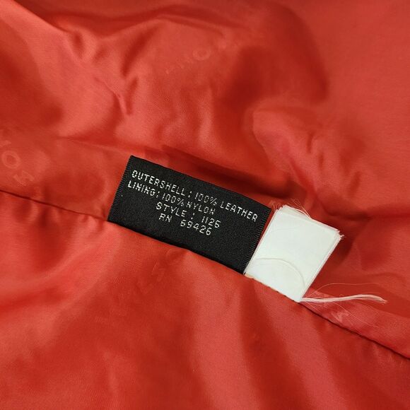 Wilson Red Leather Jacket Womens Size Medium Two Button Waistband Tie READ - Picture 14 of 15
